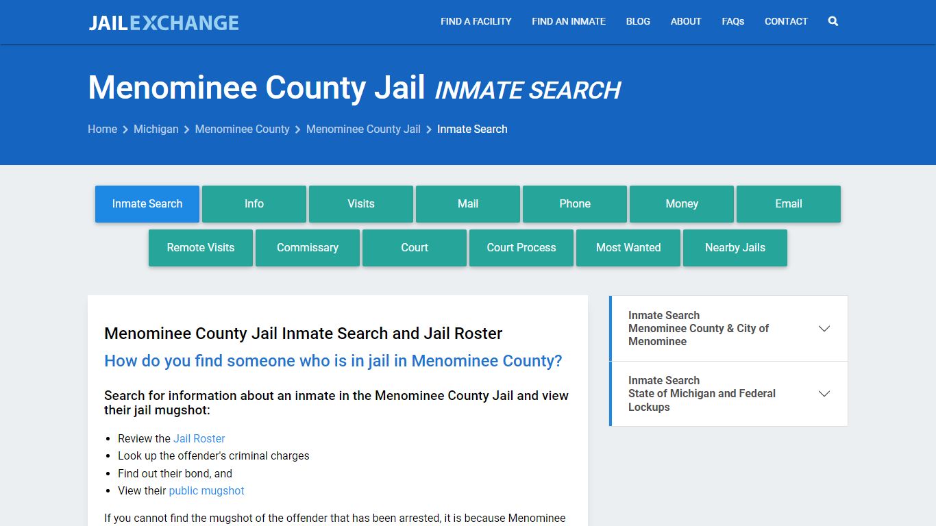Inmate Search: Roster & Mugshots - Menominee County Jail, MI