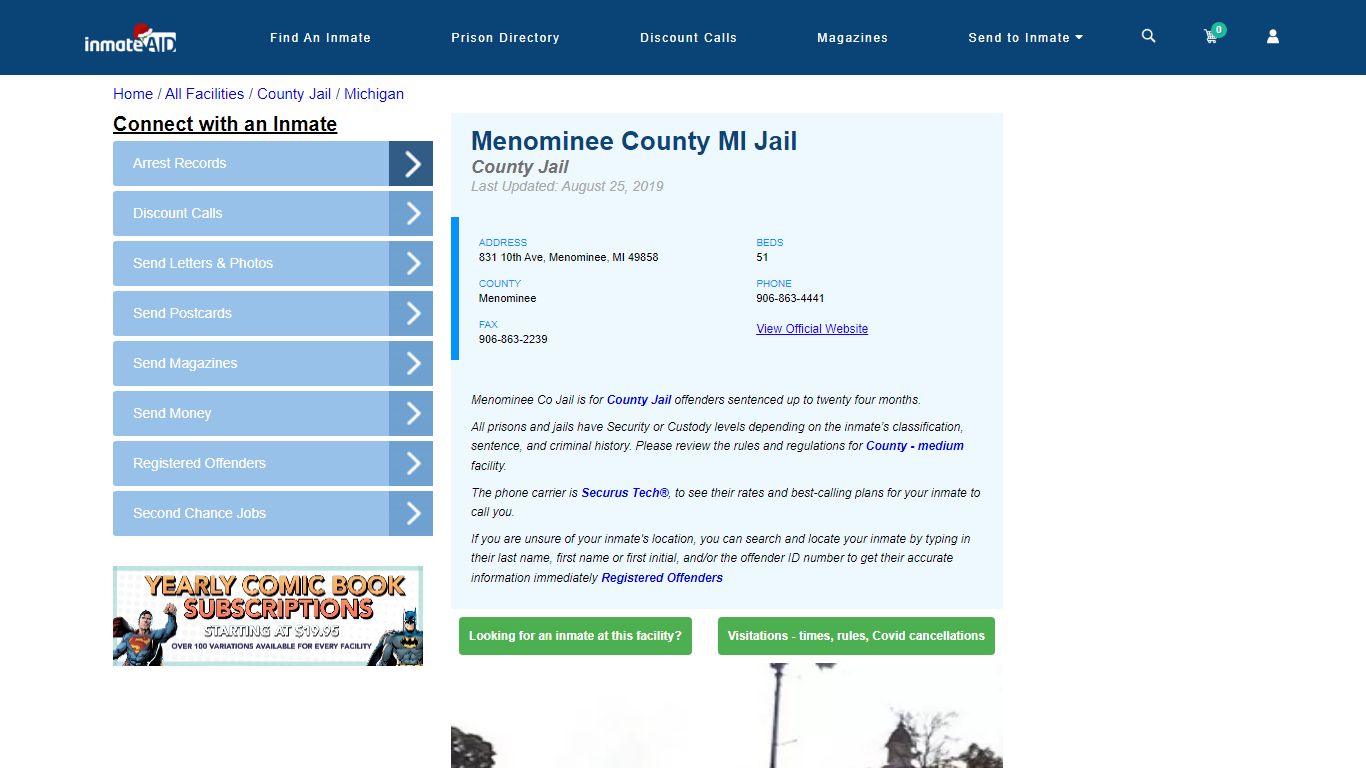 Menominee County MI Jail - Inmate Locator - Menominee, MI